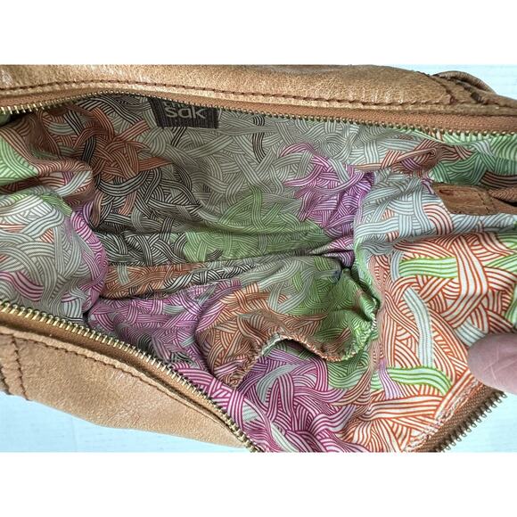 The Sak Kendra Purse Brown Two Tone Leather Medium Shoulder Hobo Bag Some Wear - Picture 5 of 11